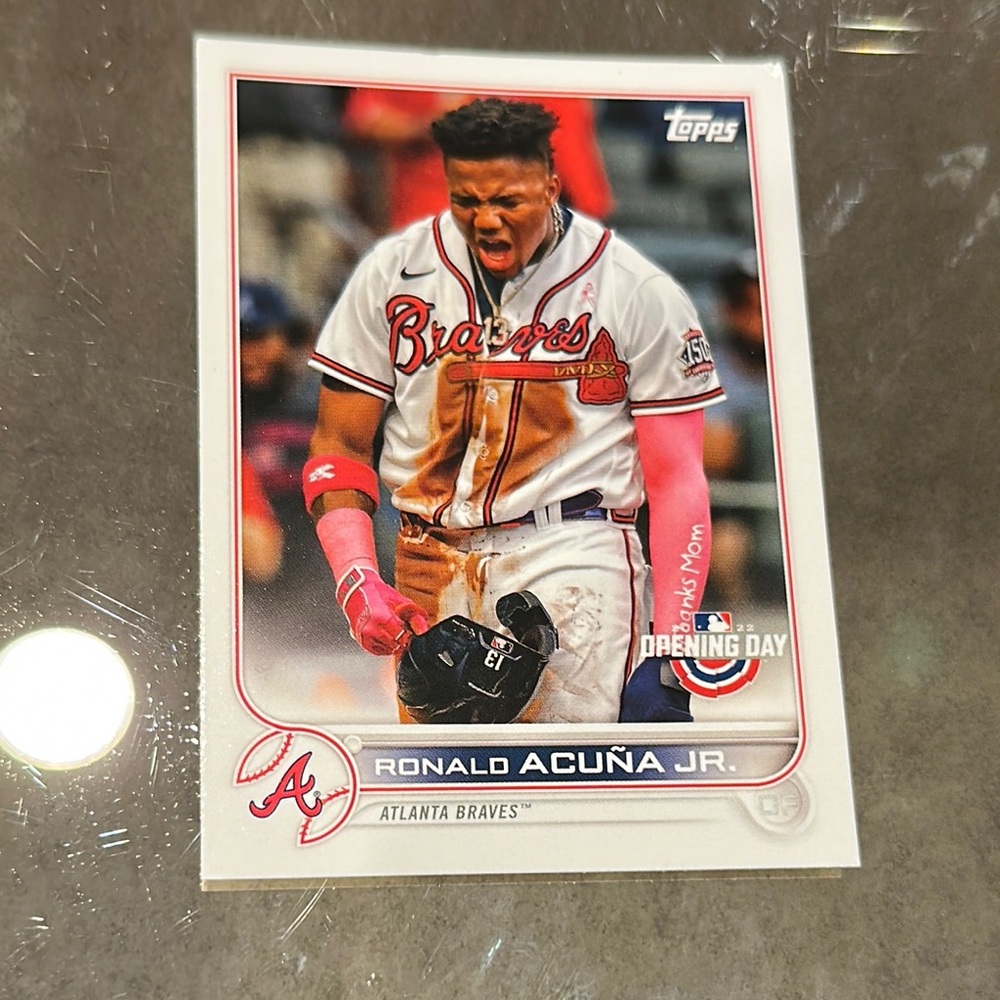 Topps Braves Baseball Card with Pink and White Accents